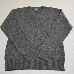 Peletti Men's Lana Collezione V-Neck Sweater Merino Wool Charcoal Gray Small